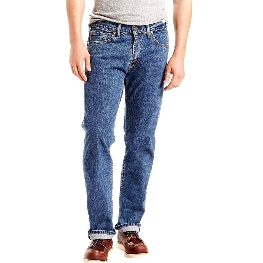 Levi's Jeans Men 36 Blue Medium Wash Denim Cotton 505 Regular Fit Straight‎ Leg